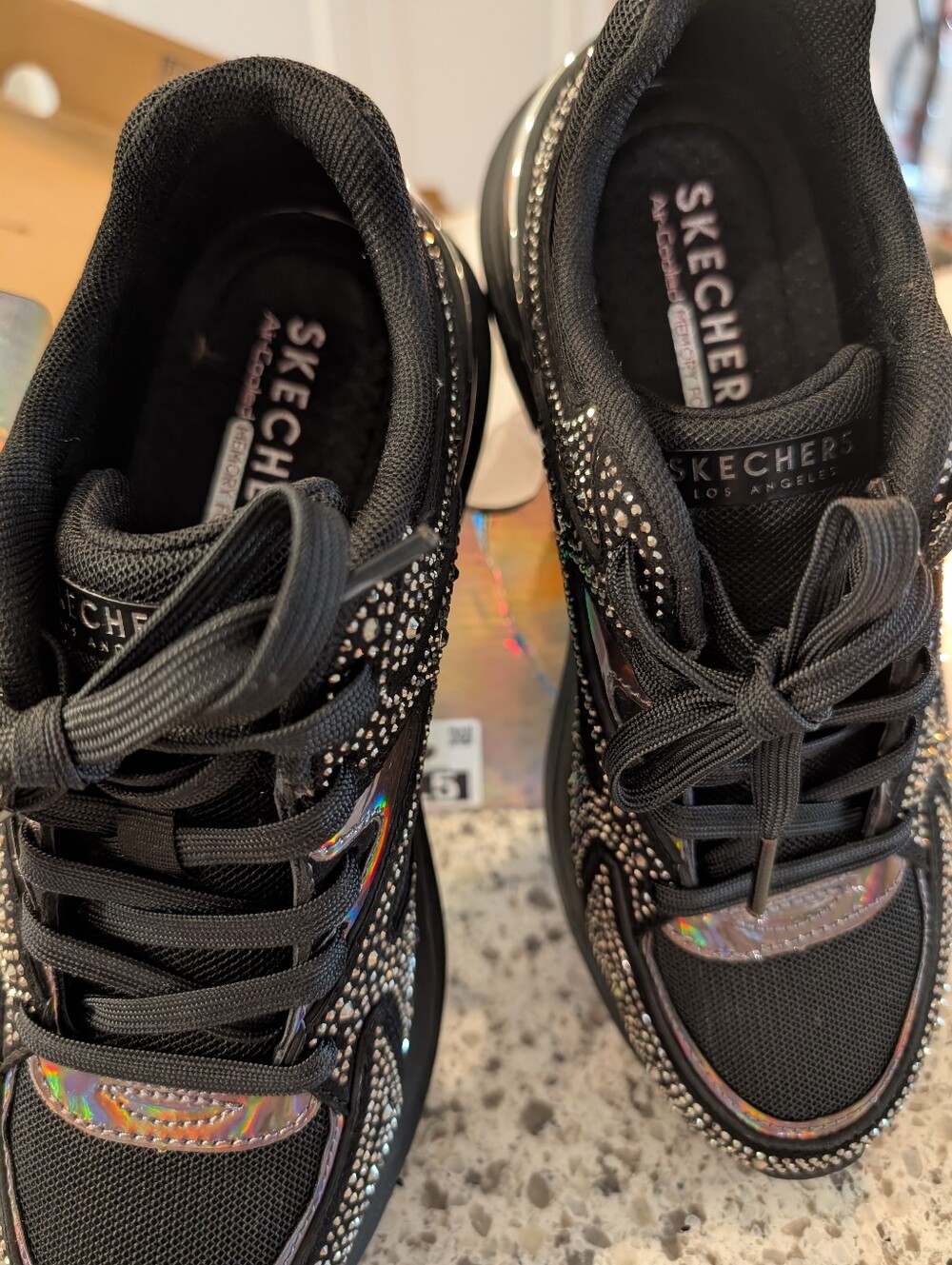 Skechers Street Los Angels Black Dazzle-N-Dash Sneakers - Picture 4 of 7